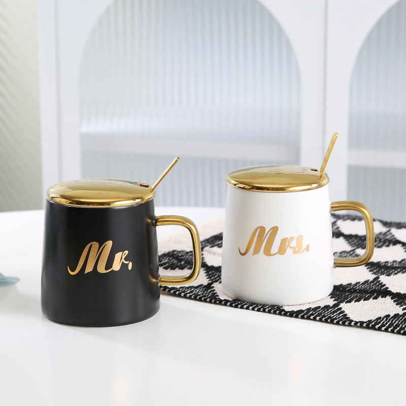 Mr & Mrs MUGS with spoon and lid