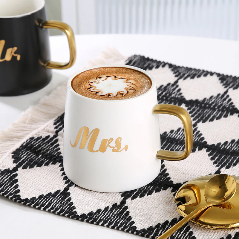 Mr & Mrs MUGS with spoon and lid