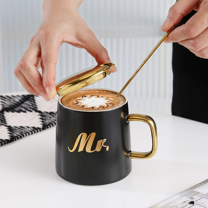 Mr & Mrs MUGS with spoon and lid