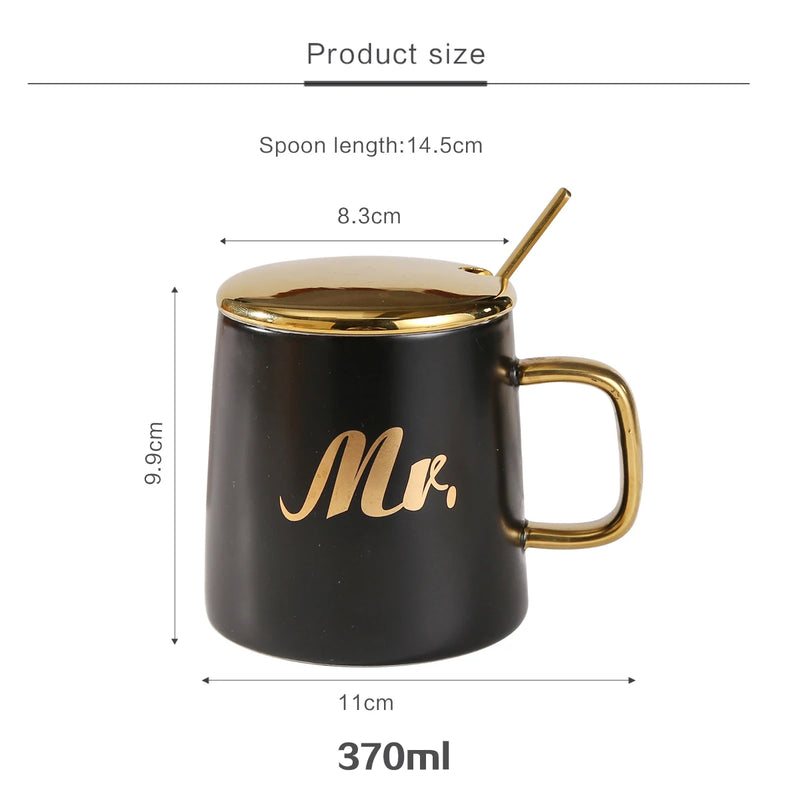 Mr & Mrs MUGS with spoon and lid